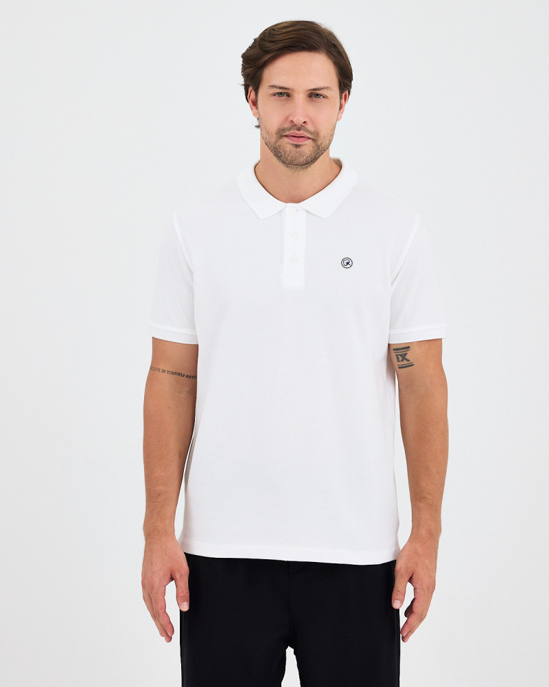 Unisex polo shirt with embroidered logo patch | "I AM A PATCH" collection
