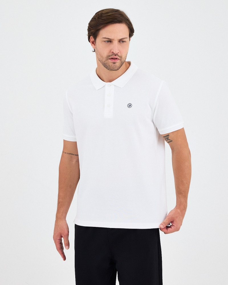 Unisex polo shirt with embroidered logo patch | "I AM A PATCH" collection