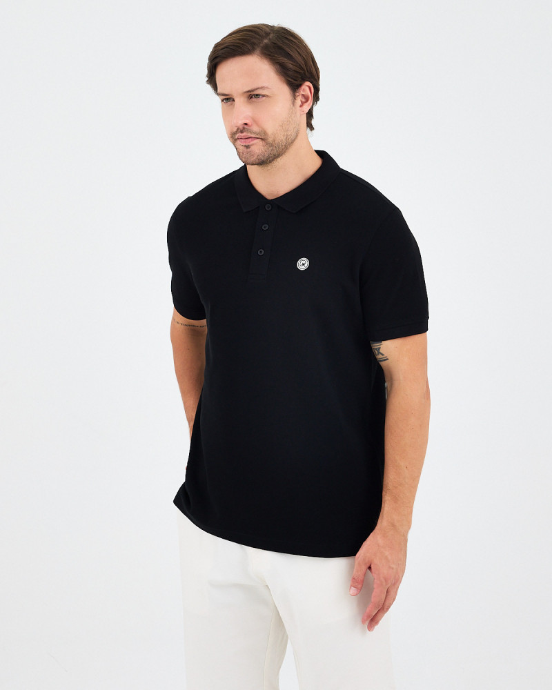 Unisex polo shirt with embroidered logo patch | "I AM A PATCH" collection