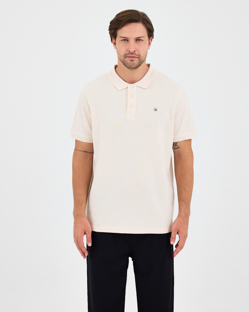 Unisex polo shirt with contrasting embroidered logo | "HERE I AM" collection